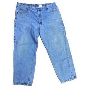 Brittania Mens Jeans Size 42x30 Relaxed Fit Light Wash Blue Denim Cotton 5 Pock
